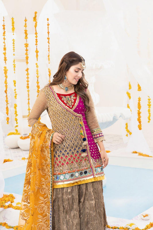 Gold Readymade Chiffon Sharara