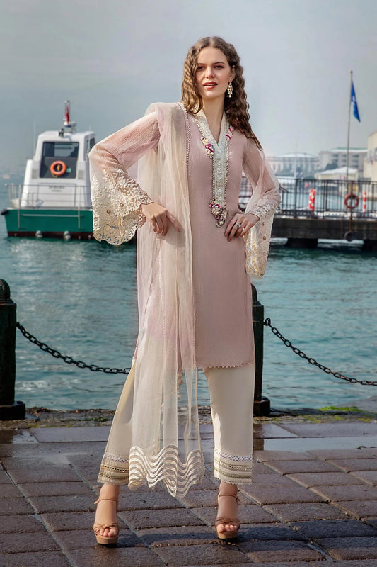 Pastel Pink Hand Embroidered Readymade Pret