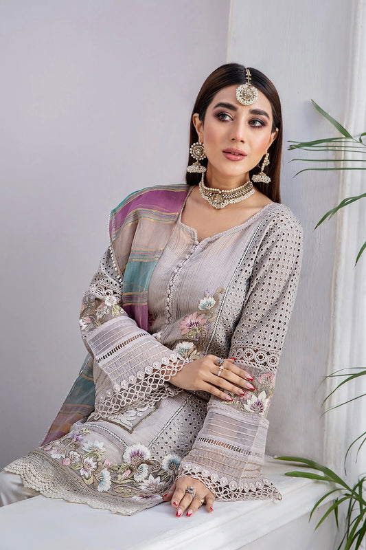 Hand Embroidered Cotton Chikankari Suit