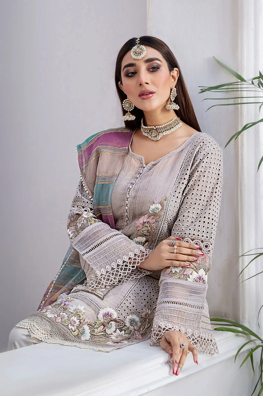 Hand Embroidered Cotton Chikankari Suit