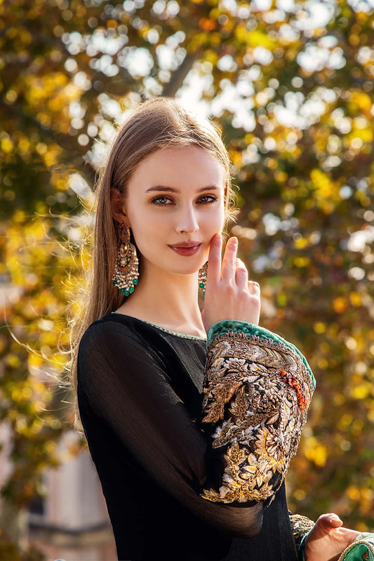 Black Readymade Chiffon Suit