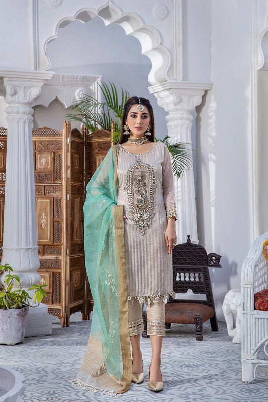 SKIN-GOLD Readymade Organza Suit