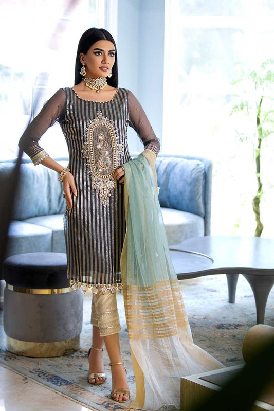 BLACK-GOLD Readymade Organza Suit