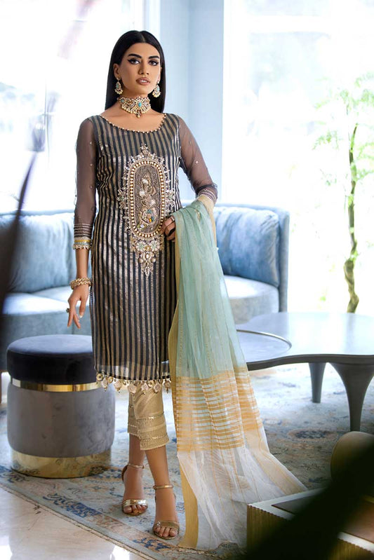 BLACK-GOLD Readymade Organza Suit