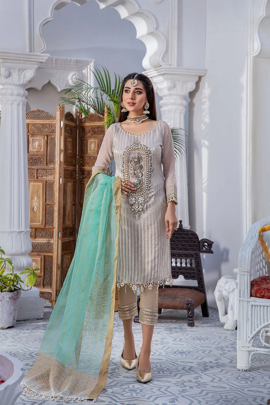 SKIN-GOLD Readymade Organza Suit