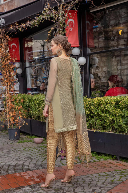 pakistani golden colour salwar suit design in dubai