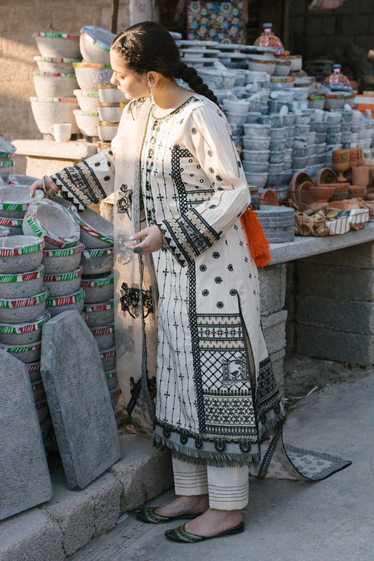 Black & White Embroidered Lawn Suit