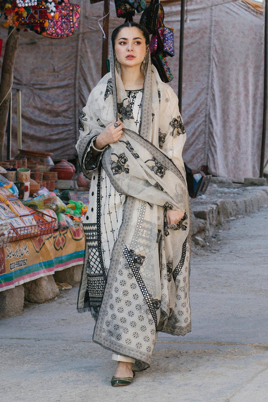 Black & White Embroidered Lawn Suit