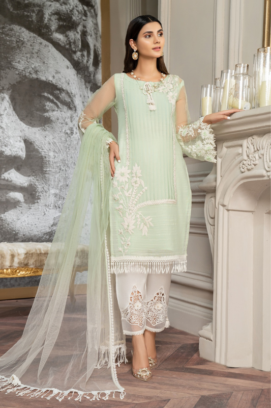 Sea Green Readymade Cotton Suit