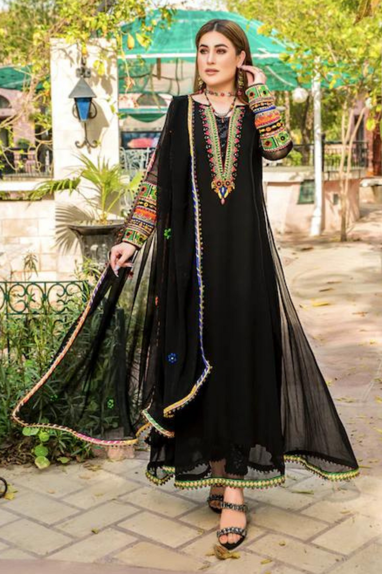 chiffon anarkali black online in dubai