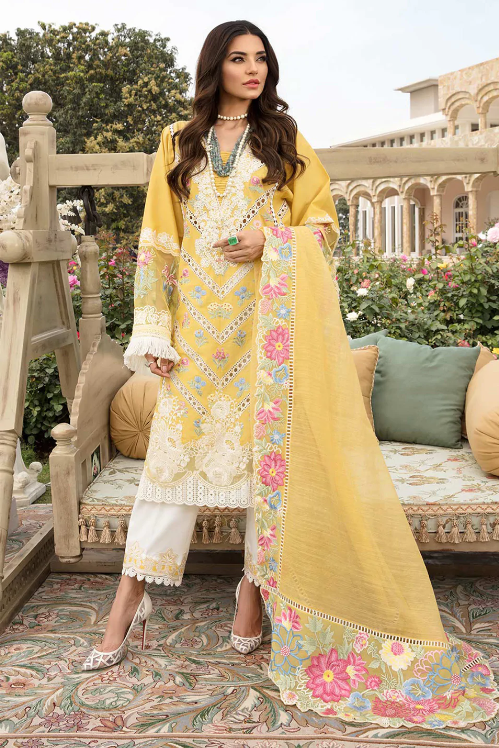 majesty maria lawn vol-12 1001-1006 series pakistani suits dress material  catalogue collection 2023