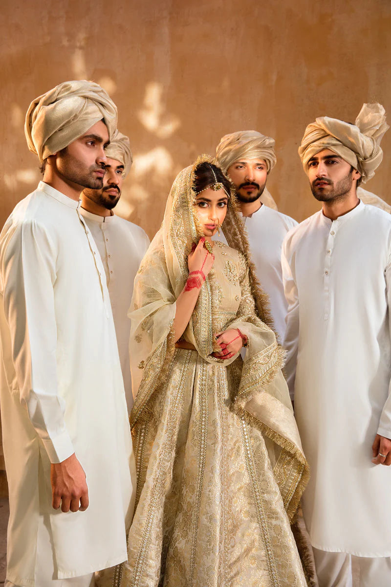 Handmade Ivory Bridal Lehenga Choli Size XL