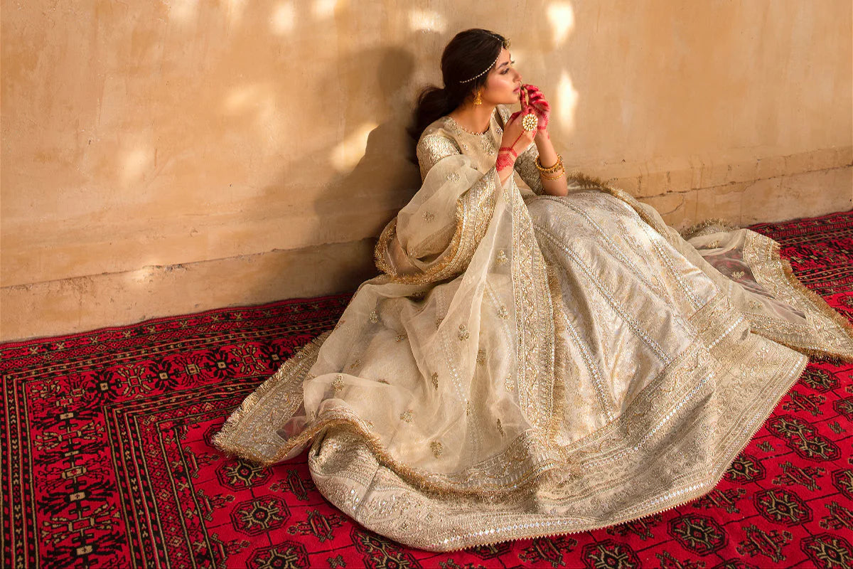 Handmade Ivory Bridal Lehenga Choli Size XL