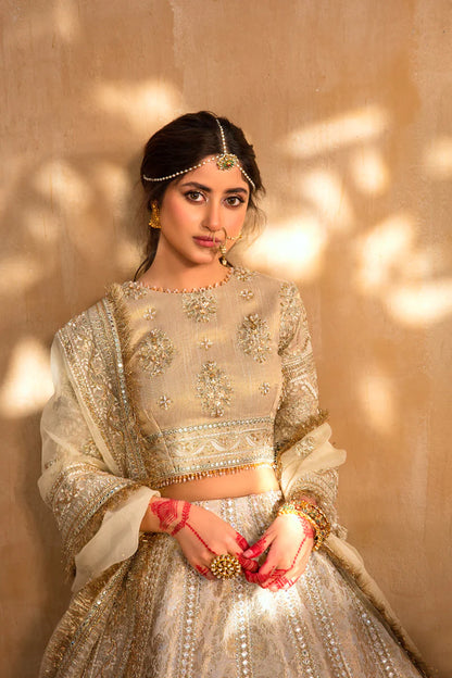 Handmade Ivory Bridal Lehenga Choli Size XL