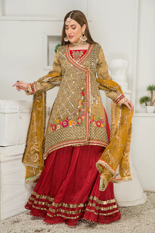 Red Readymade Maysuri Sharara
