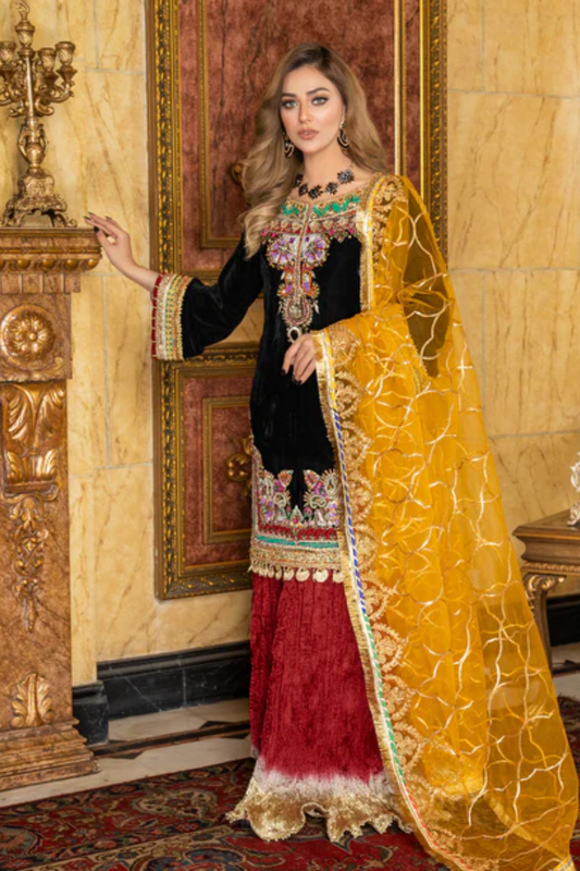SALWAR MAHAL red sharara suit fully stitched