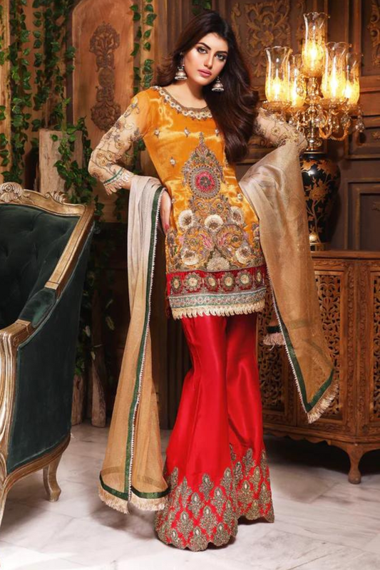 Red Readymade Maysuri Pret