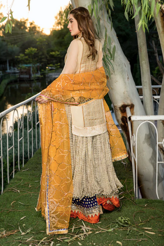 buy ready made sharara gold color online in UAE