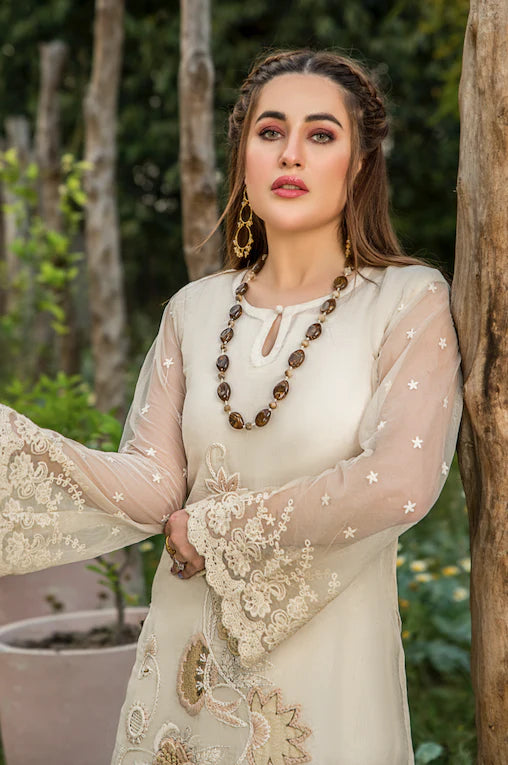 Ivory Hand Embroidered Cotton Pret