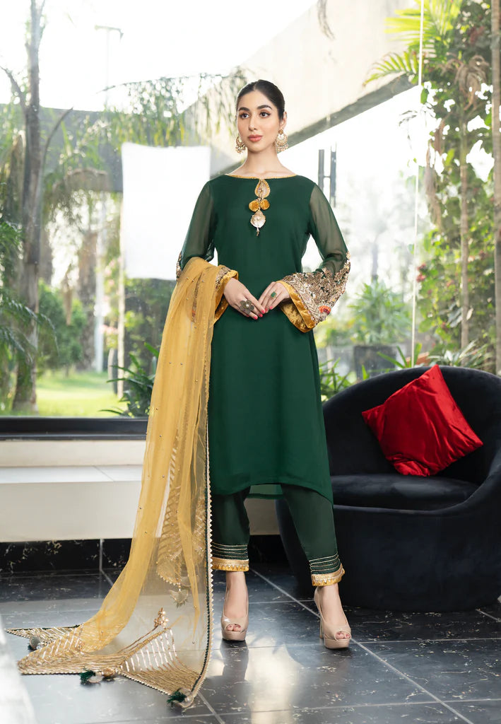 Light Green color Designer suit With Embroidery and Digital print - Ethnic  Race
