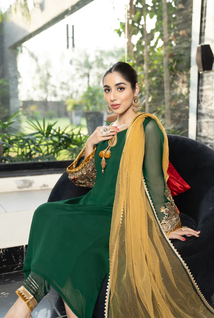 elegant green party wear salwar suit in dubai