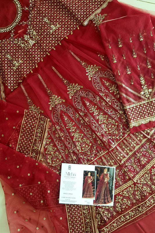 maroon unstitched anarkali dress material in dubai 