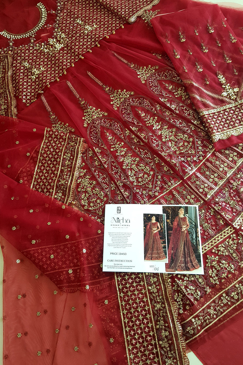 red colour wedding & bridal net anarkali suit in dubai