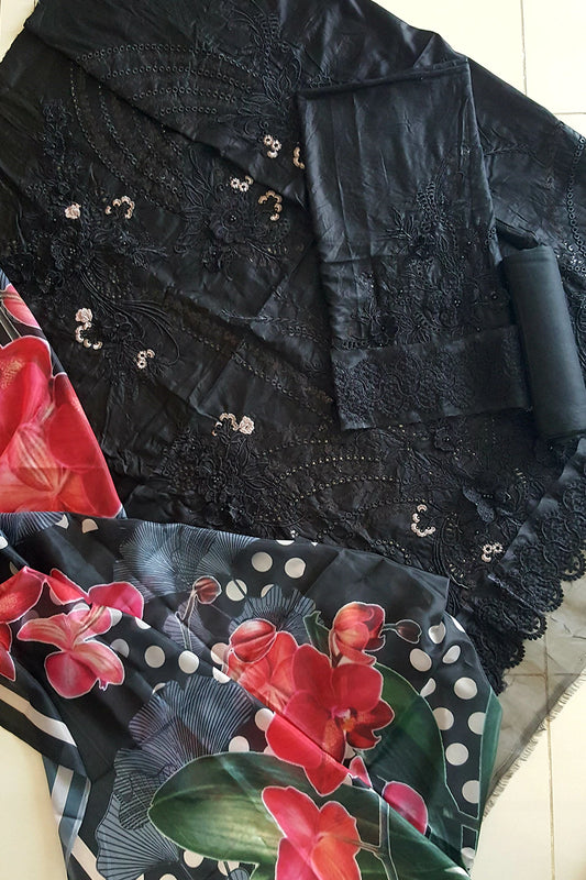 Black Chikankari Lawn Suit