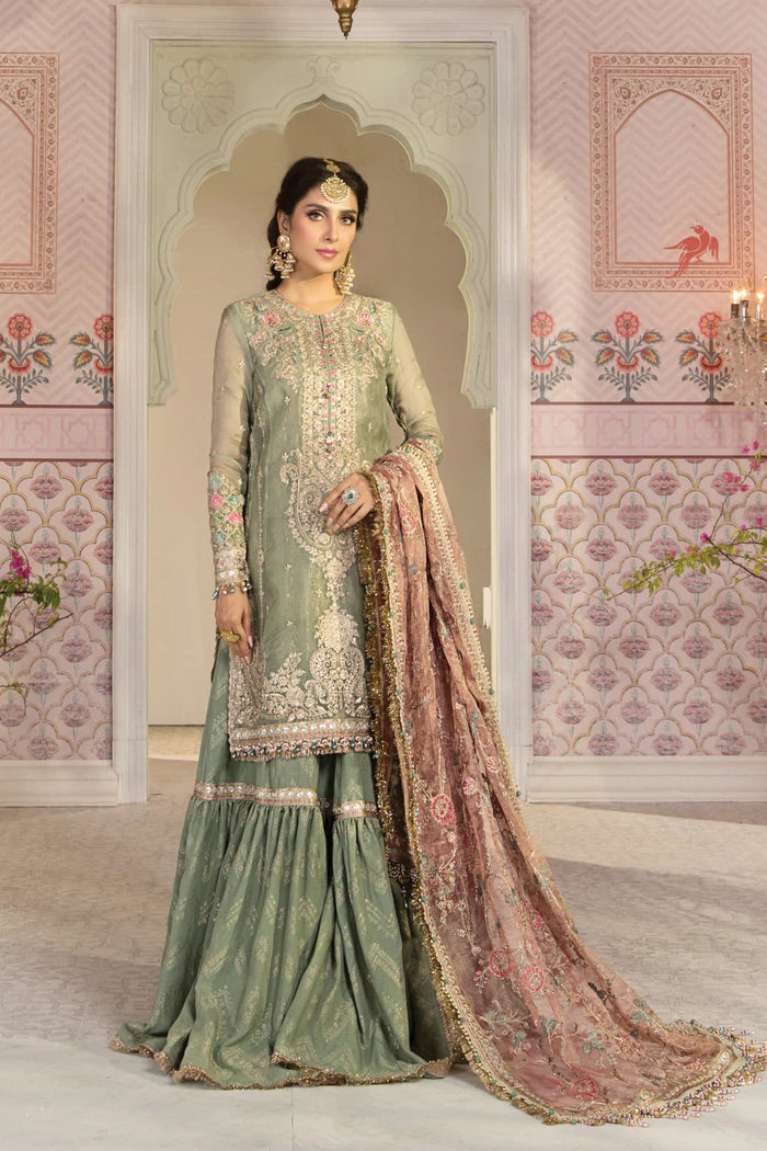 pistachio green bridal dress pakistani Maria B bridal Couture Mint Green MC-901 Pakistani Designer Dresses