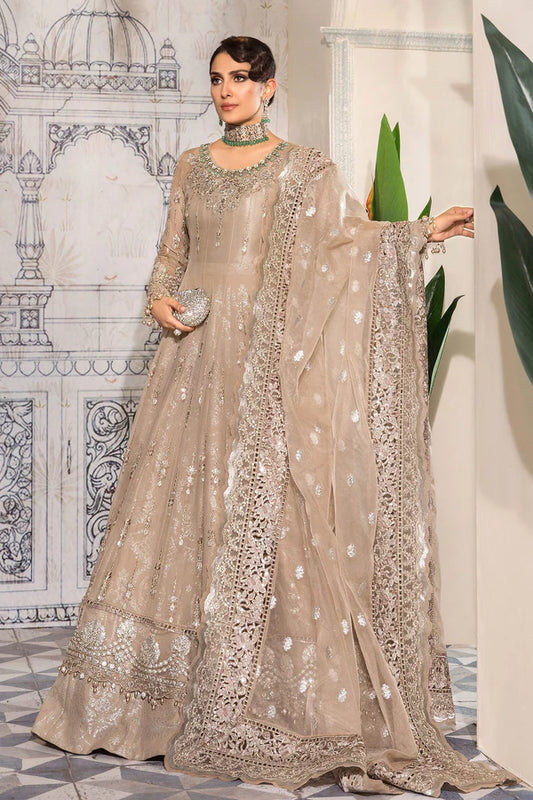 skin gold pure chiffon wedding party wear suit in dubai