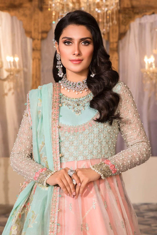 Coral Embroidered Organza Anarkali