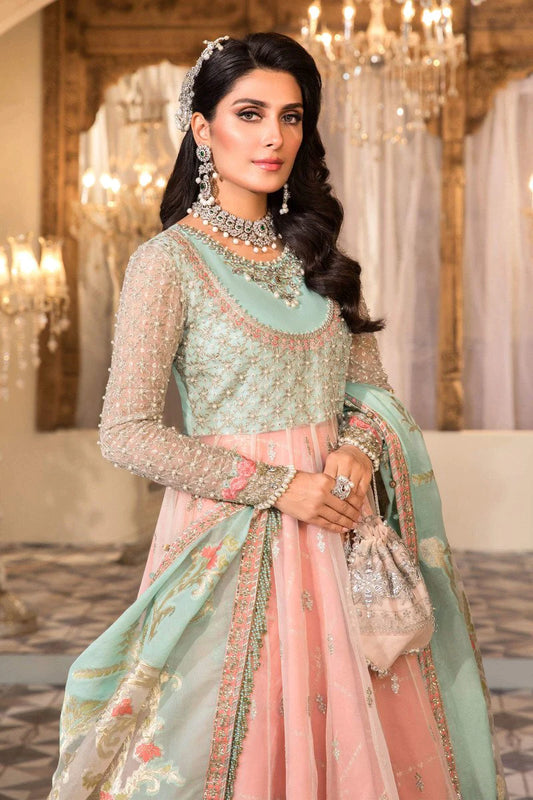 Coral Embroidered Organza Anarkali