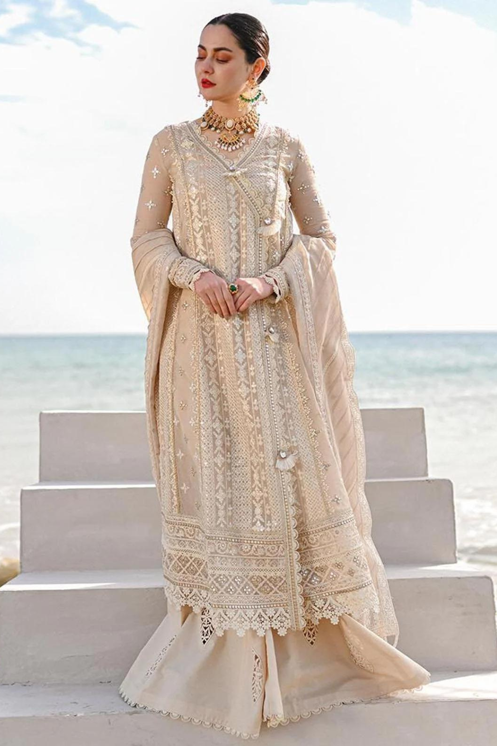 Skin Gold Embroidered Lawn Suit