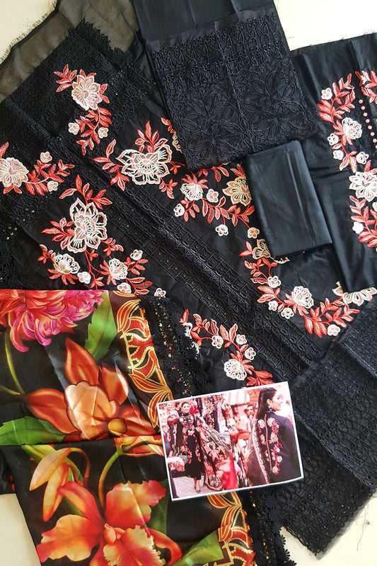 Black Chikankari Lawn Suit