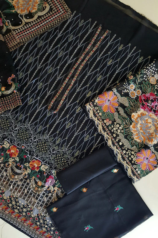 Black Embroidered Chiffon Suit