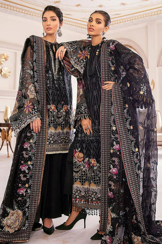 Black Embroidered Chiffon Suit