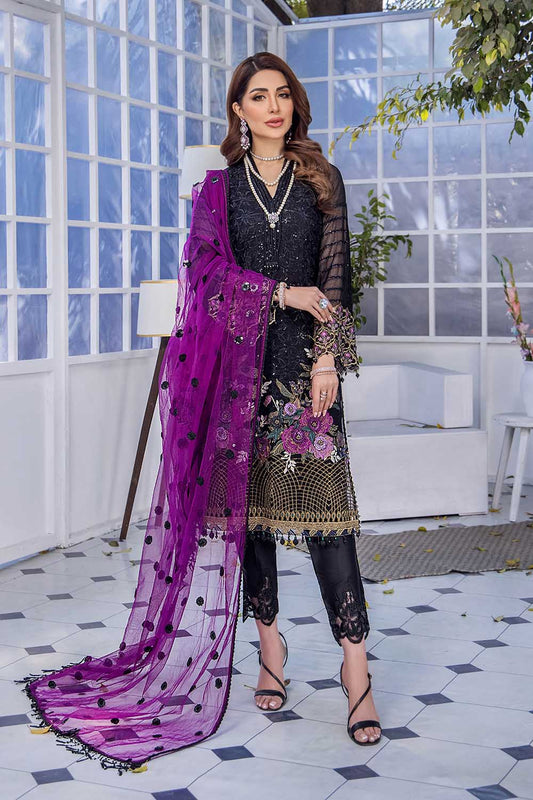 Readymade Black Hand Embroidered Chiffon Suit