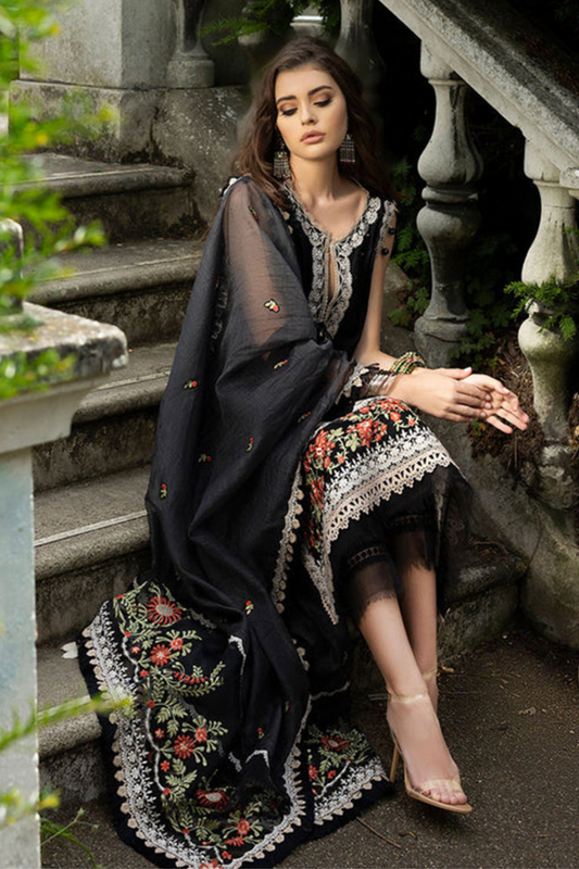 Black Chikankari Lawn Suit