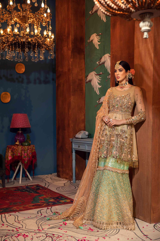 Olive Gold Readymade Bridal Gharara