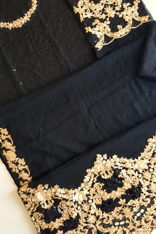 Black Chiffon Wedding Saree