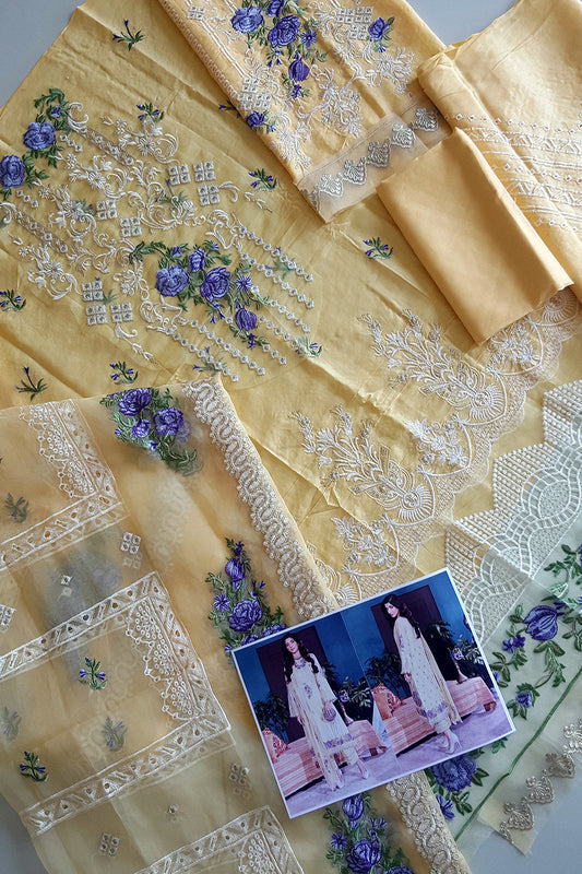 Floral Yellow Chikankari Lawn Suit