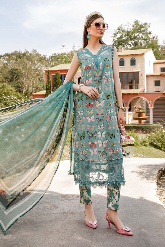 Sage Blue Printed Lawn Suit