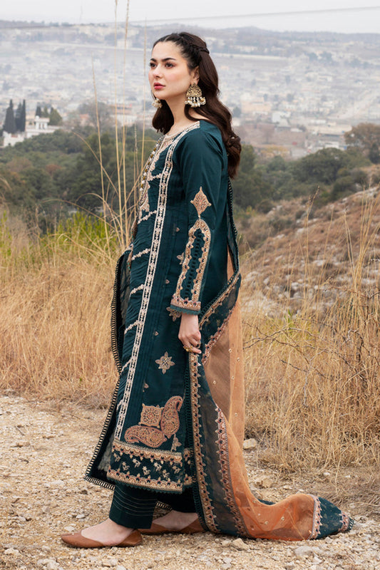 Bottle Green Embroidered Lawn Suit