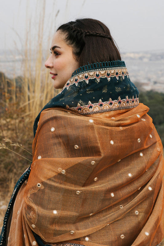 Bottle Green Embroidered Lawn Suit