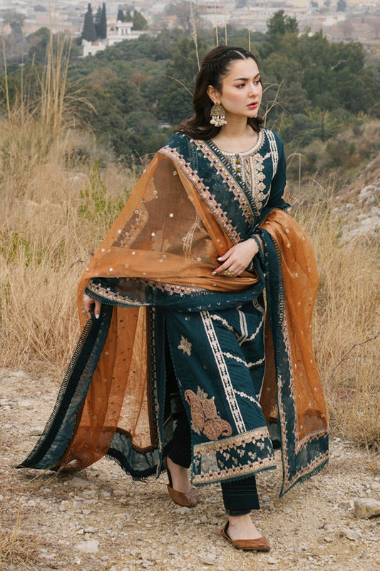Bottle Green Embroidered Lawn Suit