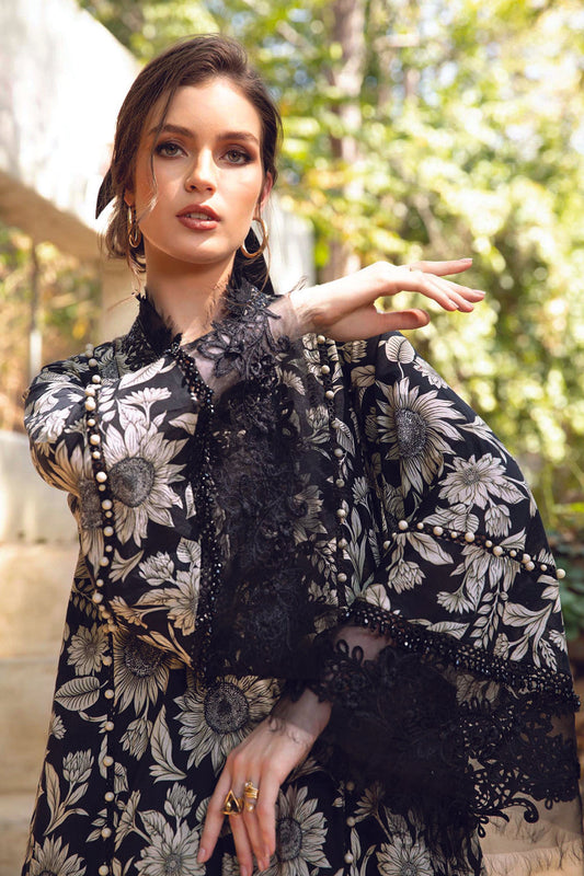 Black Floral Printed Lawn Suit