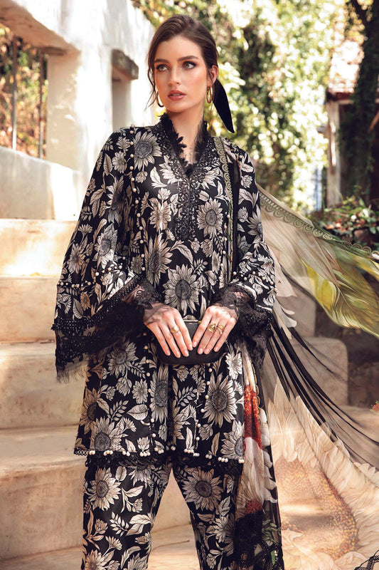 Black Floral Printed Lawn Suit