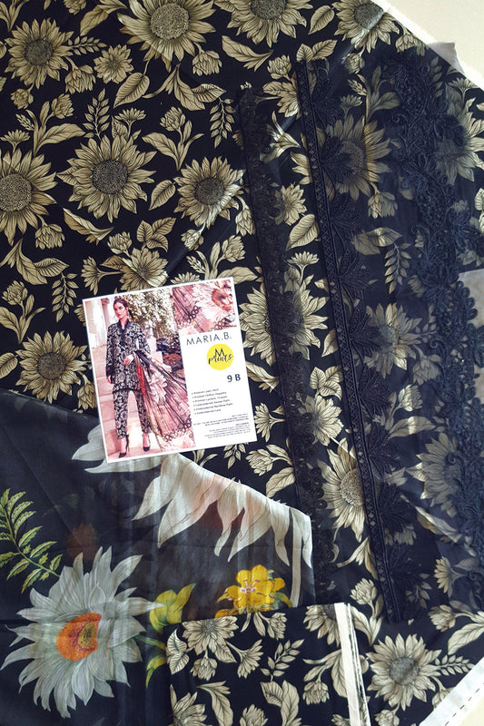 Black Floral Printed Lawn Suit