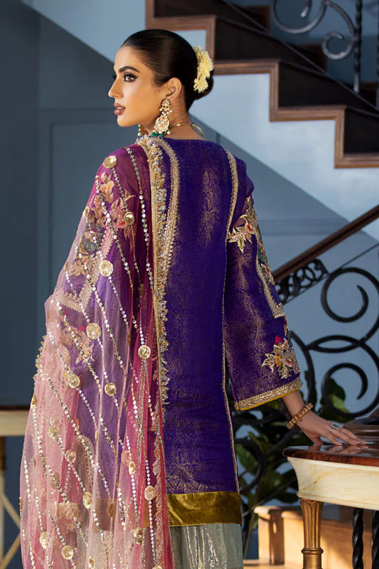 Midnight Purple Readymade Jamawar Suit