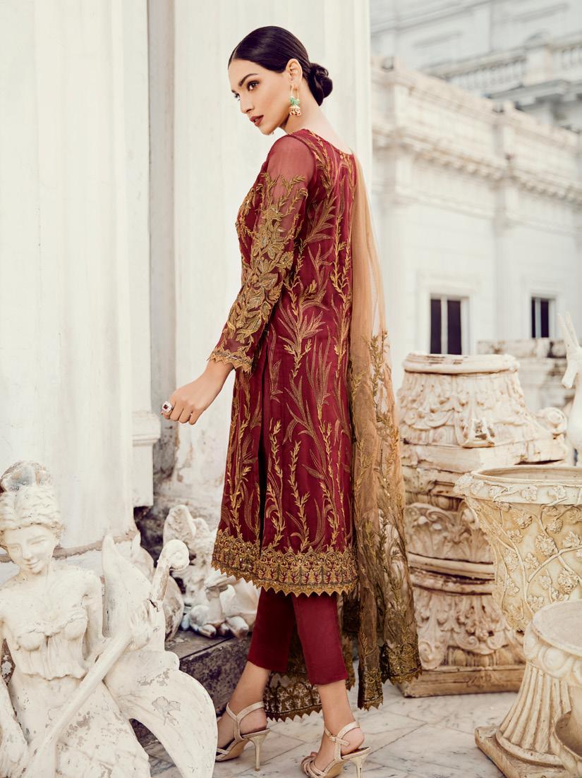 Maroon salwar suit deals with golden dupatta